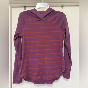 Eddie Bauer Women's Stine's Pullover Hoodie - size M purple/orange stripe